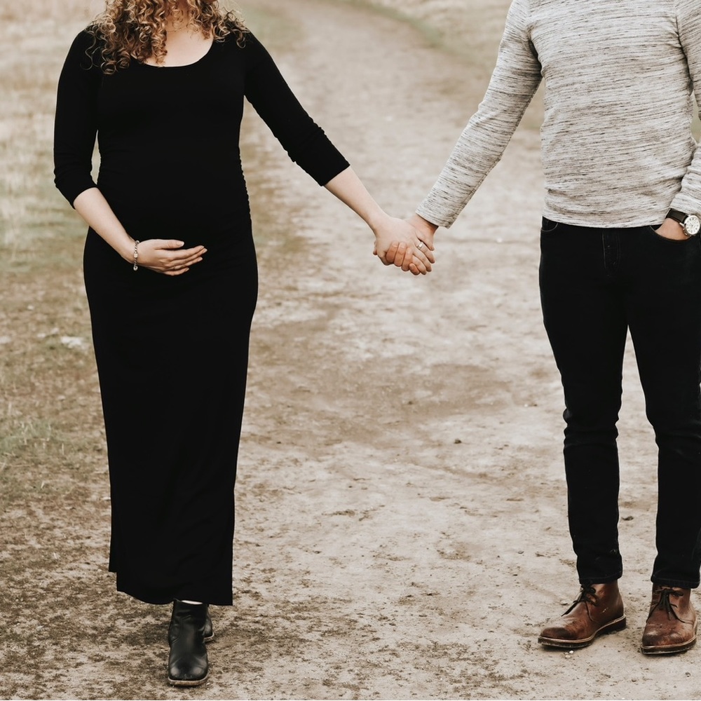 Pink Blush Black Maxi Maternity Dress